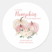 Pink Little Pumpkin Girl Babydusche Runder Aufkleber (Vorderseite)