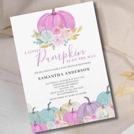 Pink Little Pumpkin Girl Kinderdusche Einladung
