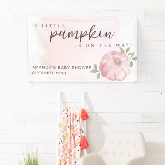 Pink Little Pumpkin Herbst Babydusche Banner (Insitu)