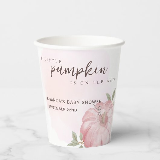 Pink Little Pumpkin Herbst Babydusche Pappbecher (Vorderseite)