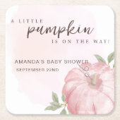 Pink Little Pumpkin Herbst Babydusche Rechteckiger Pappuntersetzer (Vorderseite)