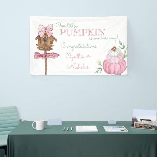 Pink Little Pumpkin Patch Girl Baby Dusche Banner (Messeveranstaltung)