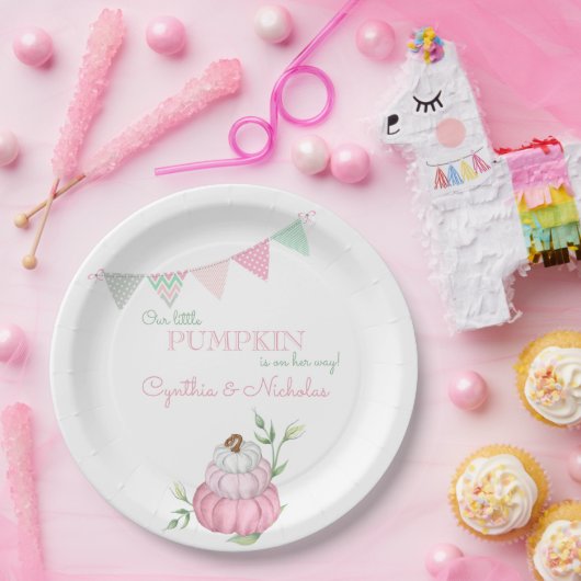 Pink Little Pumpkin Patch Girl Baby Dusche Pappteller (Party)