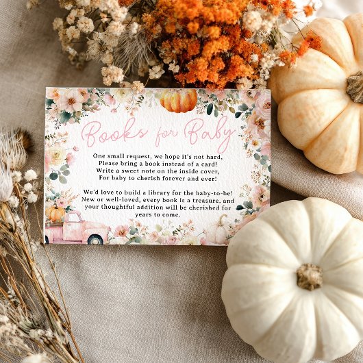 Pink Little Pumpkin Truck Floral Books for Baby Begleitkarte