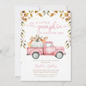 Pink Little Pumpkin Truck Herbstmädchen Kinderdusc Einladung (Vorderseite)