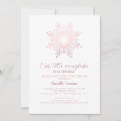 Pink Little Snowflake Baby Dusche laden ein Einladung (Vorderseite)