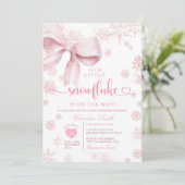 Pink Little Snowflake Baby Shower Winter Party Einladung (Stehend Vorderseite)