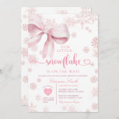 Pink Little Snowflake Baby Shower Winter Party Einladung (Vorne/Hinten)