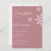 Pink Little Snowflake Girl Babydusche Einladung (Vorderseite)