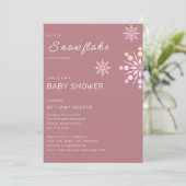Pink Little Snowflake Girl Babydusche Einladung (Stehend Vorderseite)