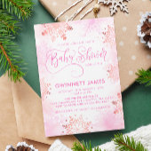 Pink Little Snowflake Girl Babydusche Einladung