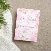 Pink Little Snowflake Girl Babydusche Einladung