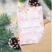 Pink Little Snowflake Girl Babydusche Einladung