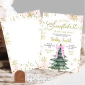 Pink Little Snowflakes Tree Pink Bow Baby Dusche Einladung