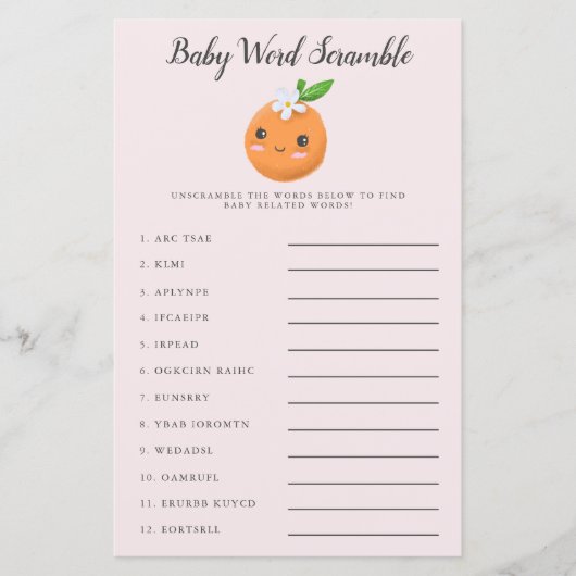 Pink Little Süsse Baby Word Scramble Game (Vorderseite)