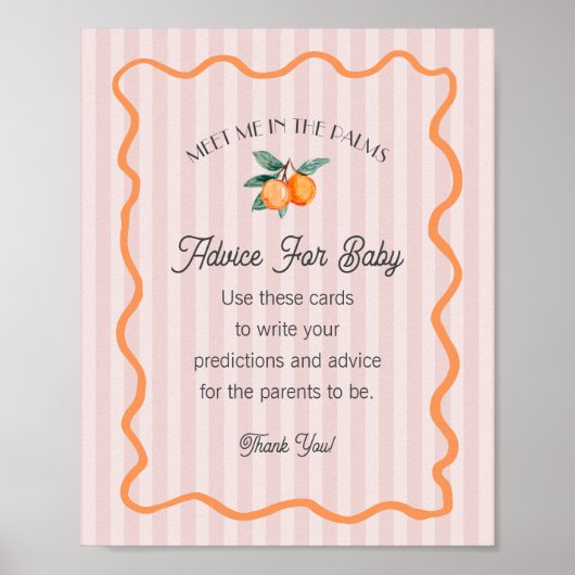 Pink Little Süsse Citrus Duschbeilage für Baby Poster (Vorne)