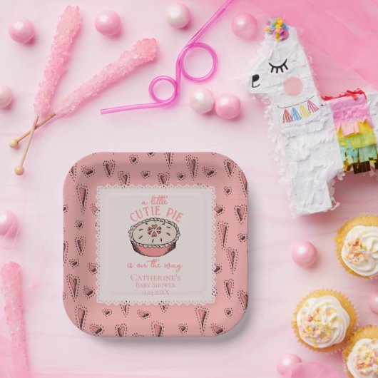 Pink Little Süsse Pie Herbst Kinderdusche Pappteller (Party)