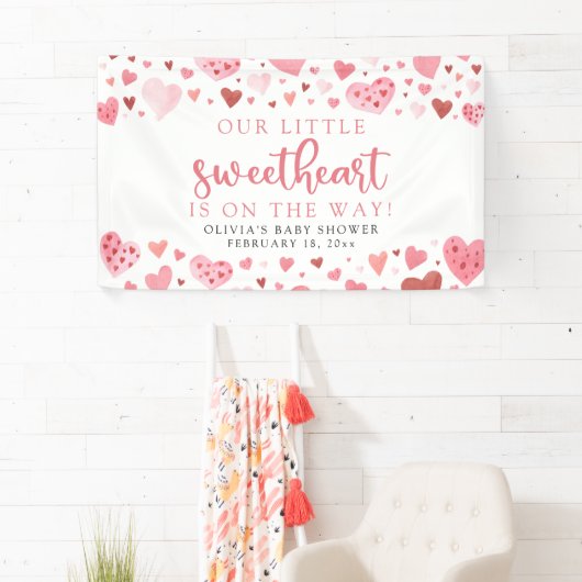 Pink Little Sweetheart Valentine's Day Babydusche Banner (Insitu)