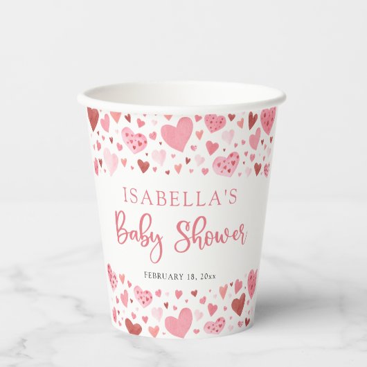 Pink Little Sweetheart Valentine's Day Babydusche Pappbecher (Vorderseite)