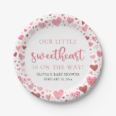 Pink Little Sweetheart Valentine's Day Babydusche Pappteller (Vorderseite)