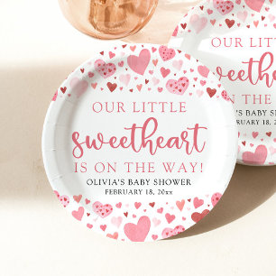 Pink Little Sweetheart Valentine's Day Babydusche Pappteller