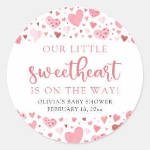 Pink Little Sweetheart Valentine's Day Babydusche Runder Aufkleber