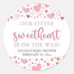 Pink Little Sweetheart Valentine's Day Babydusche Runder Aufkleber