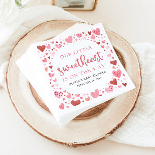 Pink Little Sweetheart Valentine's Day Babydusche Serviette