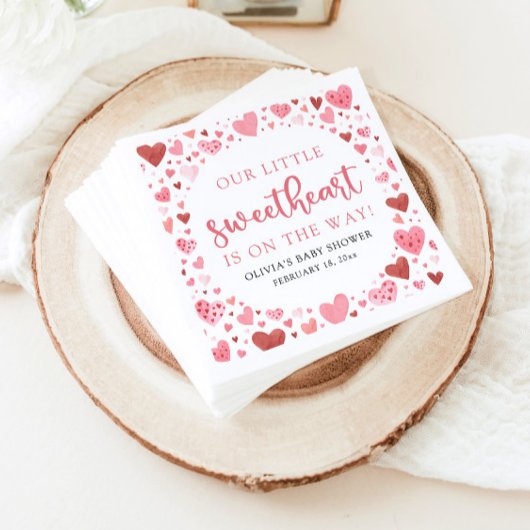 Pink Little Sweetheart Valentine's Day Babydusche Serviette