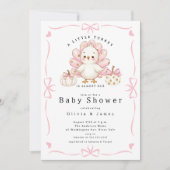 Pink Little Turkey Baby Shower Invite Einladung (Vorderseite)