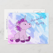 Pink Little Unicorn Geburtstagsparty Einladung (Vorne/Hinten)