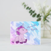 Pink Little Unicorn Geburtstagsparty Einladung (Stehend Vorderseite)