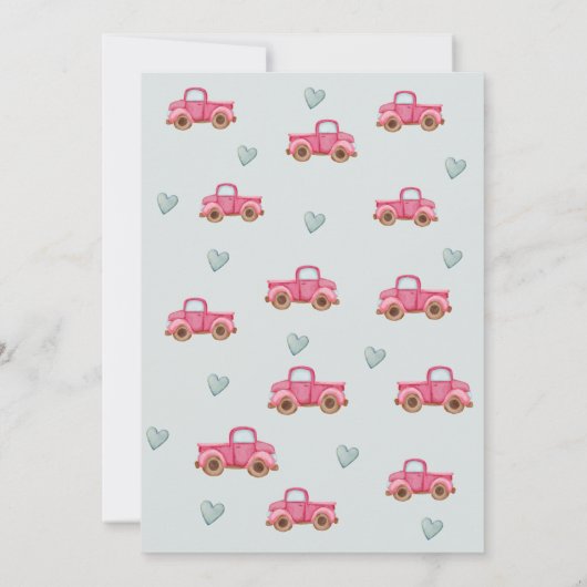 Pink LKW & Herzgeburtstag Einladung (Rückseite)