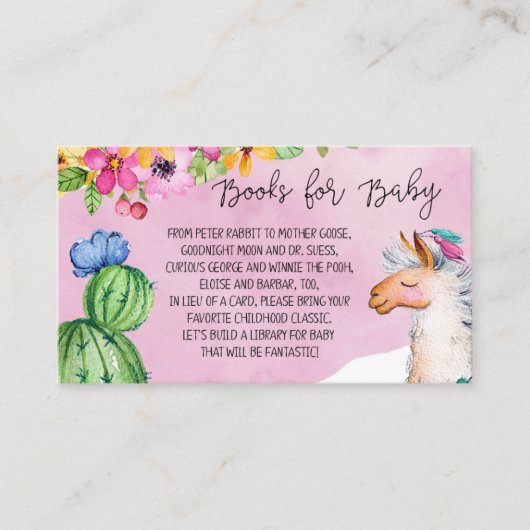 Pink Llama and Cactus Books for Baby Begleitkarte (Vorderseite)