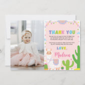 Pink Llama Birthday Foto Danke Karte (Vorderseite)