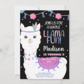Pink Llama Fun Llama Einladung zum Geburtstag (Vorderseite)
