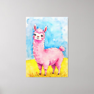 Pink Llama gegen den blauen Himmel Leinwanddruck