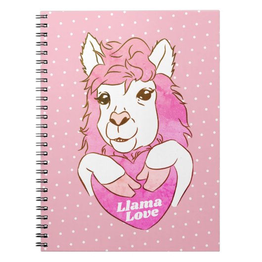 Pink Llama Liebe & Polka Dots Notizblock (Vorderseite)