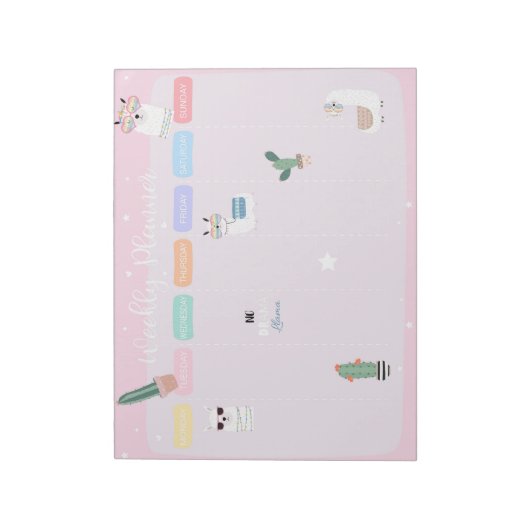 Pink Llama Llamacorn Wochenplaner Notepad Notizblock (Rotiert)