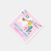 Pink Llama Llet's Eat Cake Birthday Girl Party Serviette (Ecke)