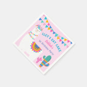 Pink Llama Llet's Eat Cake Birthday Party Serviette (Ecke)
