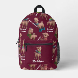 Pink Llama Muster perzonisiert Bedruckter Rucksack