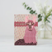 Pink Llama Pokadot Postkarte (Stehend Vorderseite)
