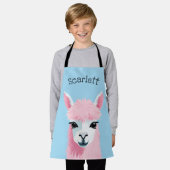 Pink Llama Portrait Blue Background Individuelle N Schürze (Getragen)