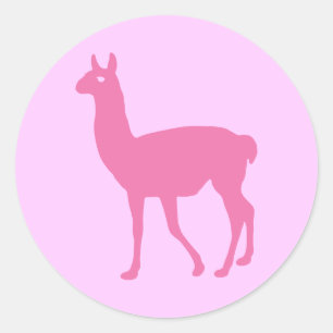 Pink Llama Runder Aufkleber