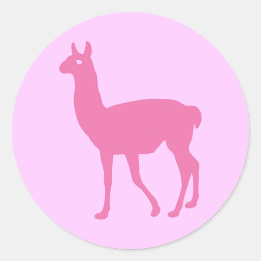 Pink Llama Runder Aufkleber (Vorderseite)