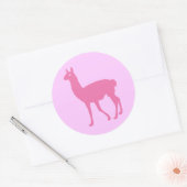 Pink Llama Runder Aufkleber (Umschlag)