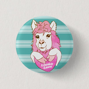 Pink Llama Sketch Llama Liebe Button