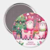 Pink Llama Weihnachten Magnet (Vorderseite/Rückseite)