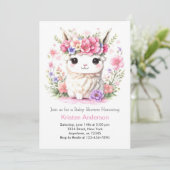 Pink Llama Whimsical Adventure Girl Baby Dusche Einladung (Stehend Vorderseite)